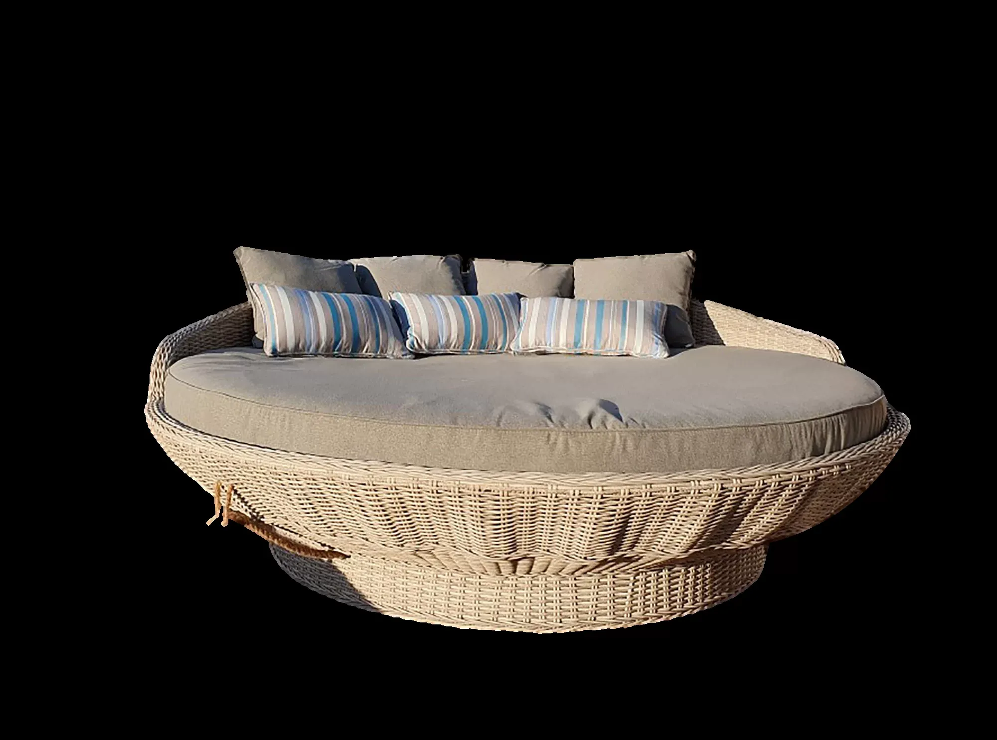 Leżanka ogrodowa KORSYKA — packshot z poduszkami, kolor jasno szary