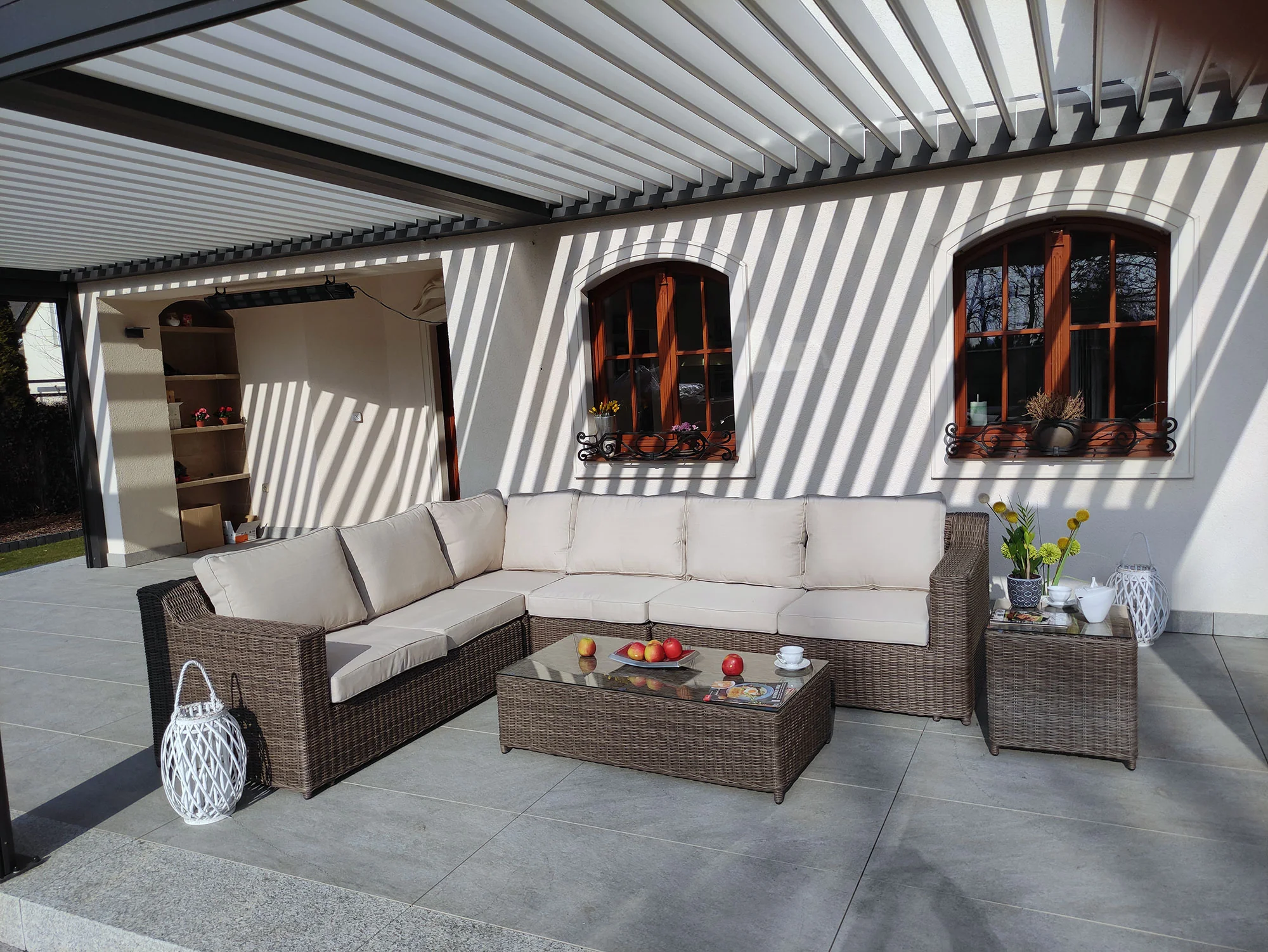 Narożnik LEVANTE CORNER — kolor brązowy, pełny zestaw tarasowy