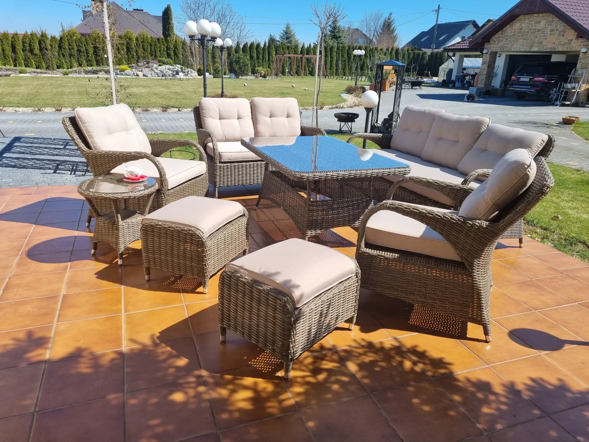 NEPTUN BIG brązowy mat — komplet mebli ogrodowych