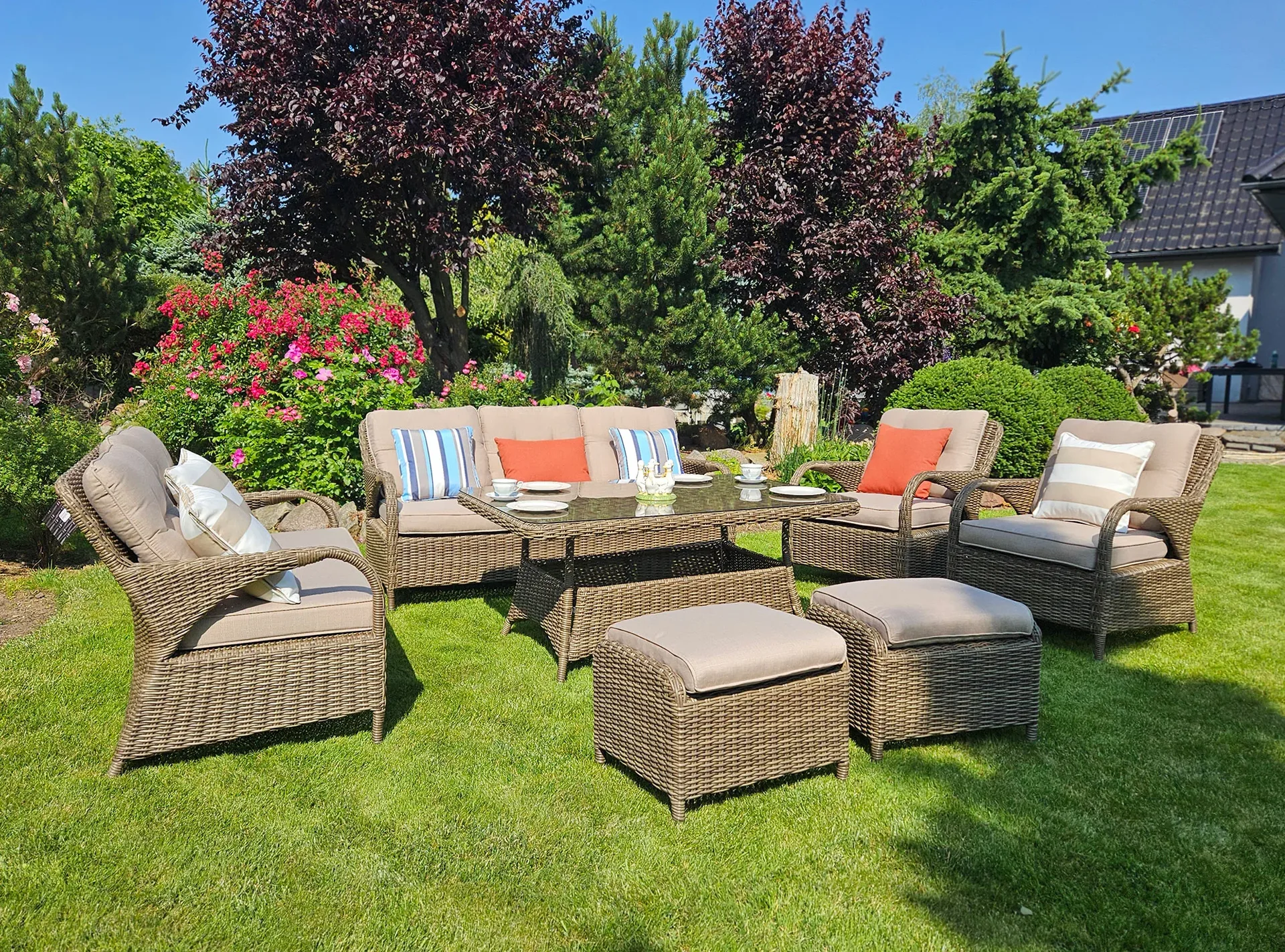 NEPTUN BIG brązowy mat — sofa z technorattanu PE