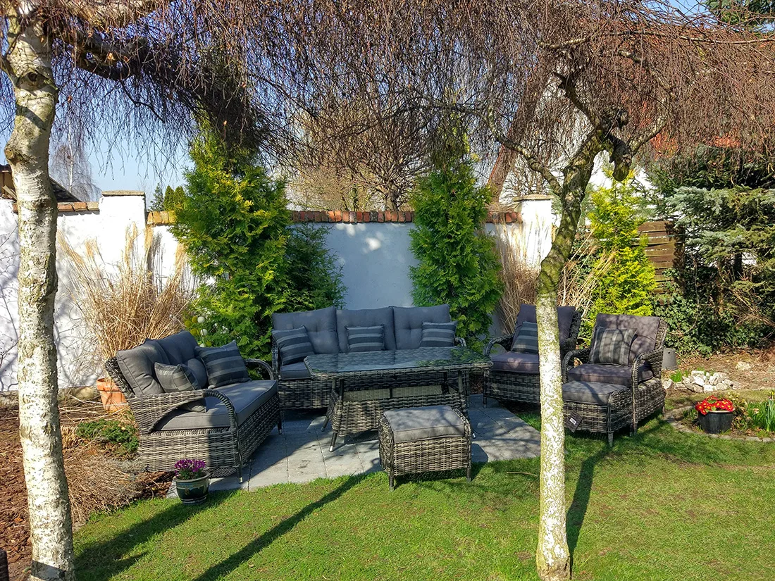 NEPTUN BIG grafitowy — zestaw wypoczynkowy na dużym tarasie