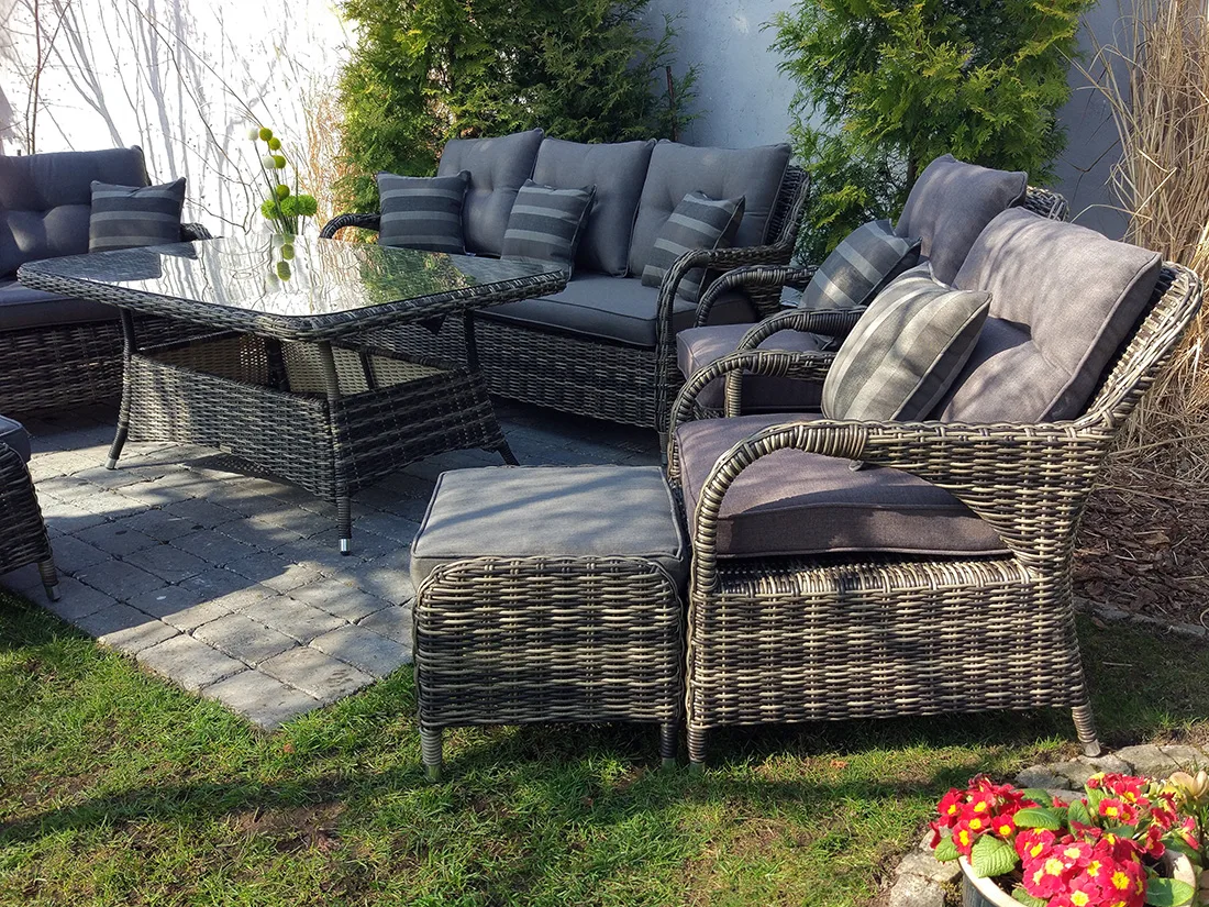 NEPTUN BIG grafitowy — pufy podnóżki widok z przodu