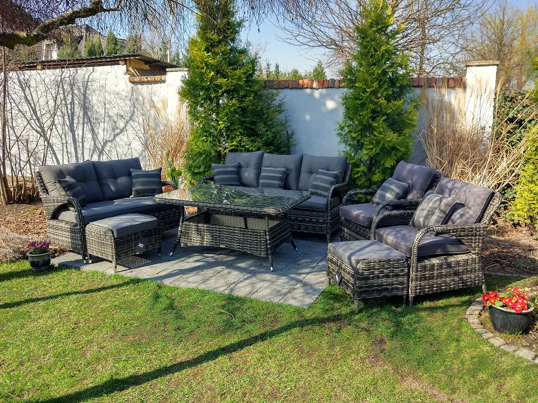 NEPTUN BIG grafitowy — komplet mebli ogrodowych