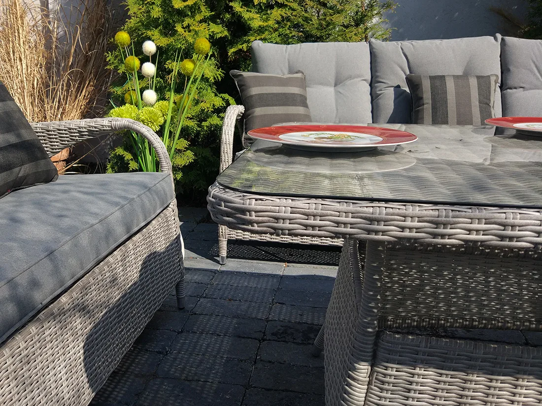 NEPTUN BIG jasno-szary — kompletny zestaw 7 elementów na tarasie