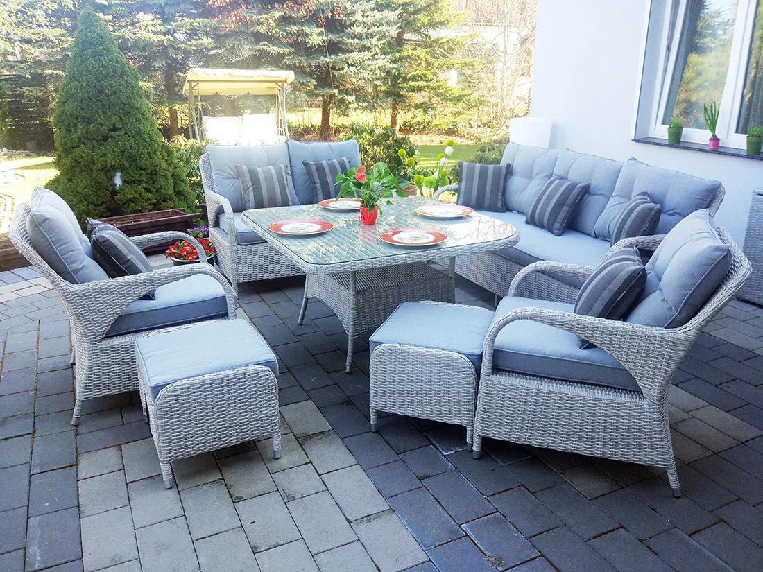 NEPTUN BIG jasno-szary — fotel ogrodowy z technorattanu