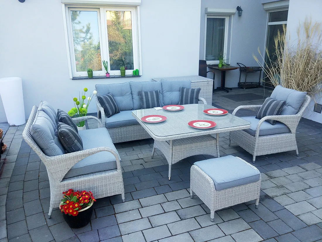 NEPTUN BIG jasno-szary — widok z kąta na zestaw