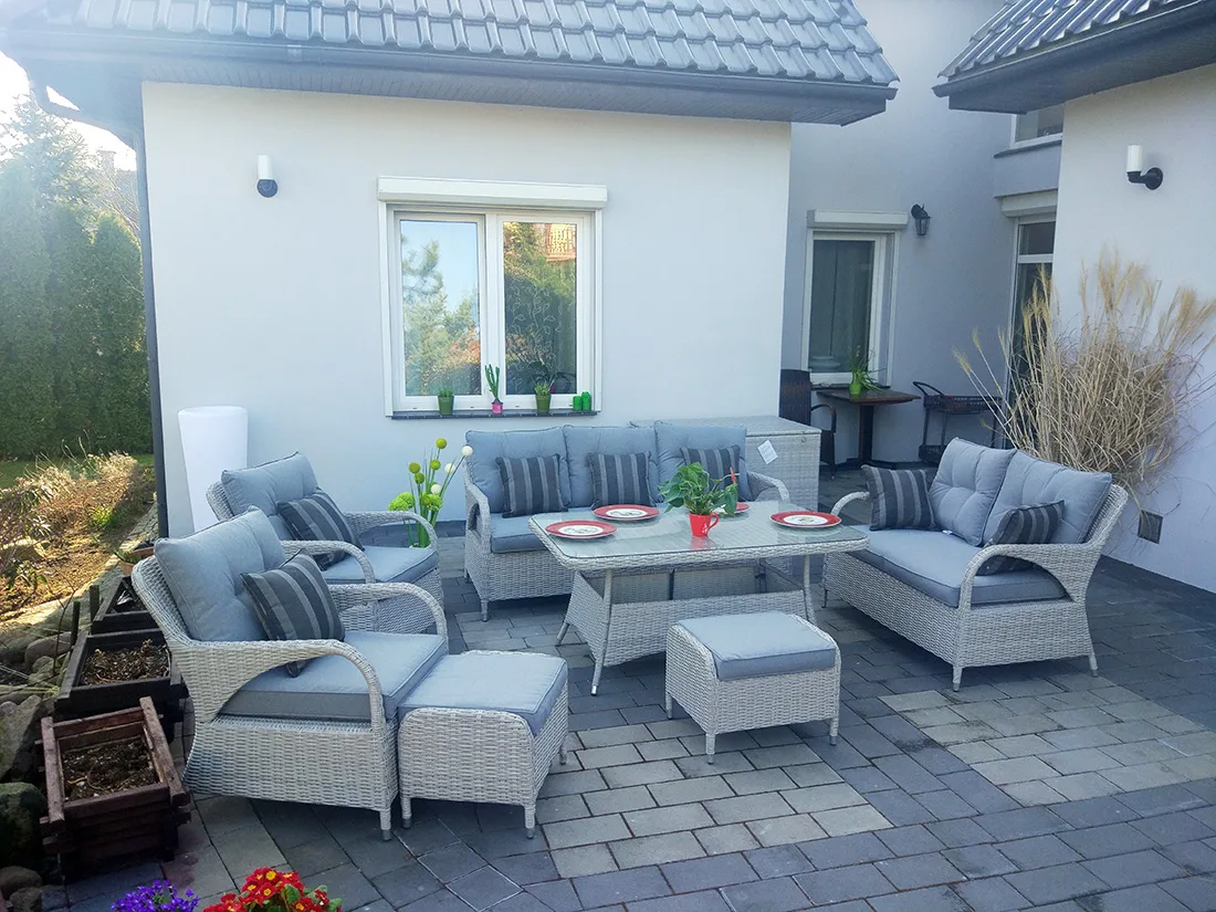 NEPTUN BIG jasno-szary — detal plecionki technorattanu