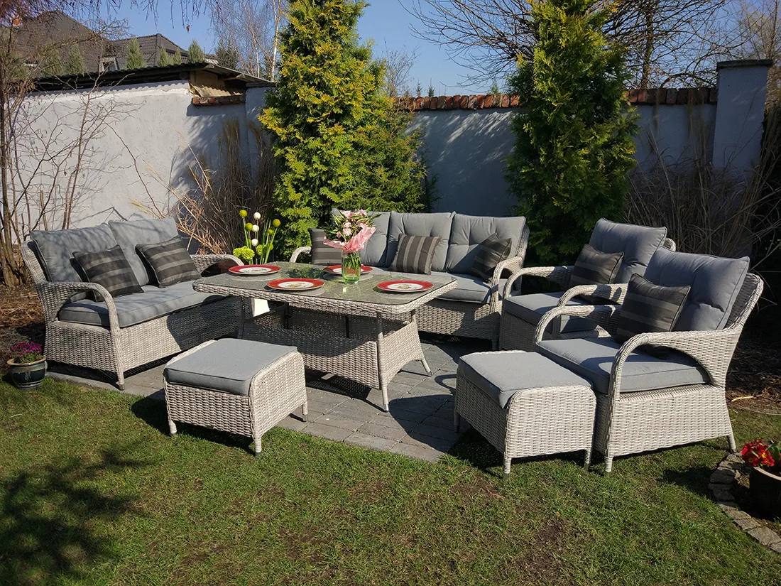 NEPTUN BIG jasno-szary — komplet mebli ogrodowych widok ogólny