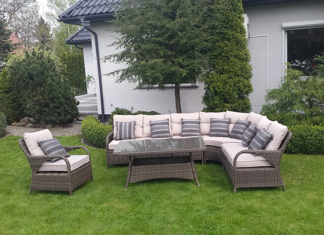 Narożnik ogrodowy POSEJDON brąz mat — meble technorattan