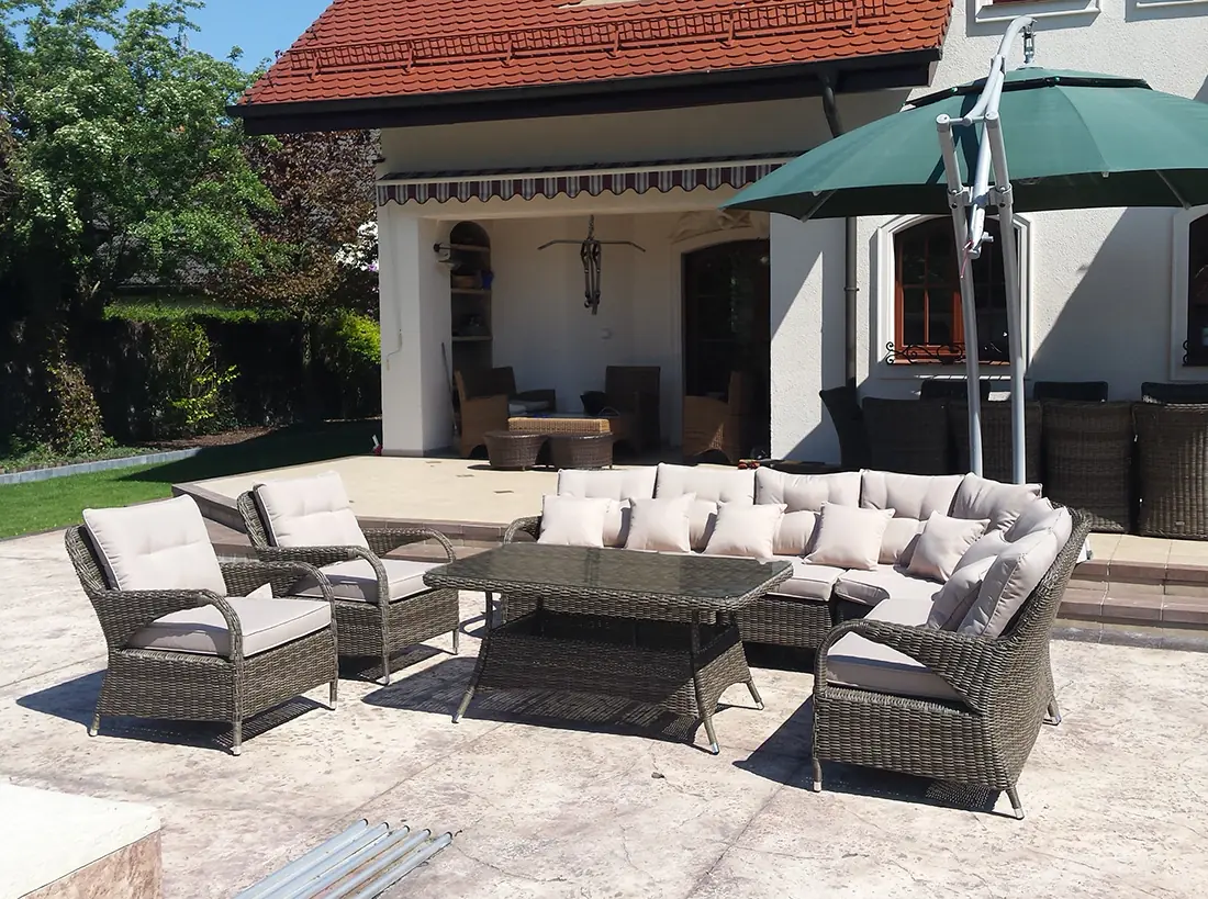 Zestaw narożny POSEJDON BIG brąz mat z dwoma fotelami