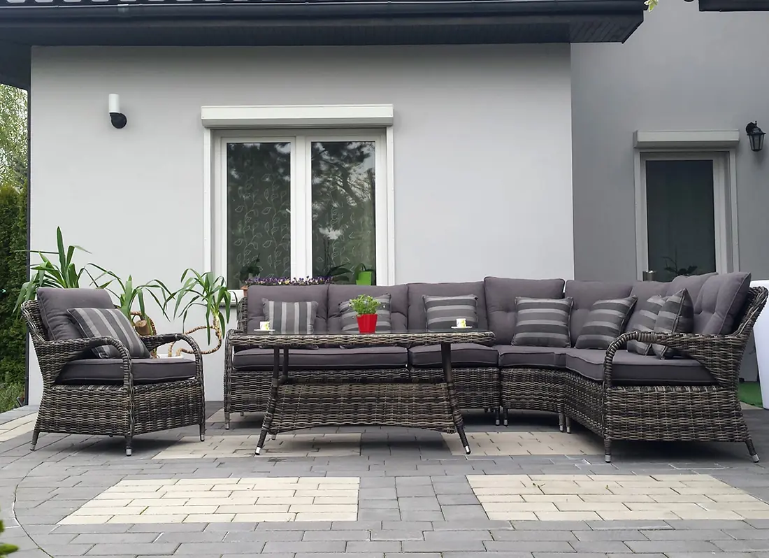 Narożnik tarasowy POSEJDON grafitowy — zestaw wypoczynkowy