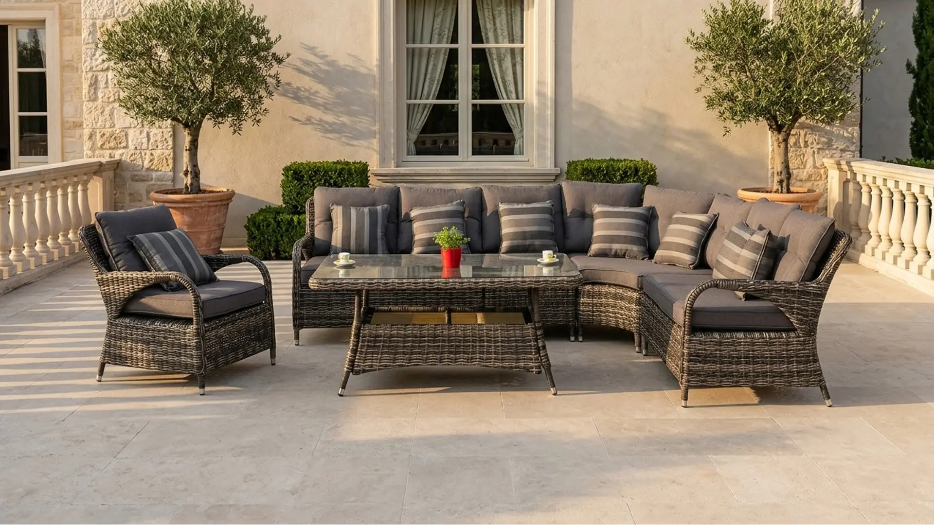 Zestaw narożny POSEJDON grafitowy — widok z przodu