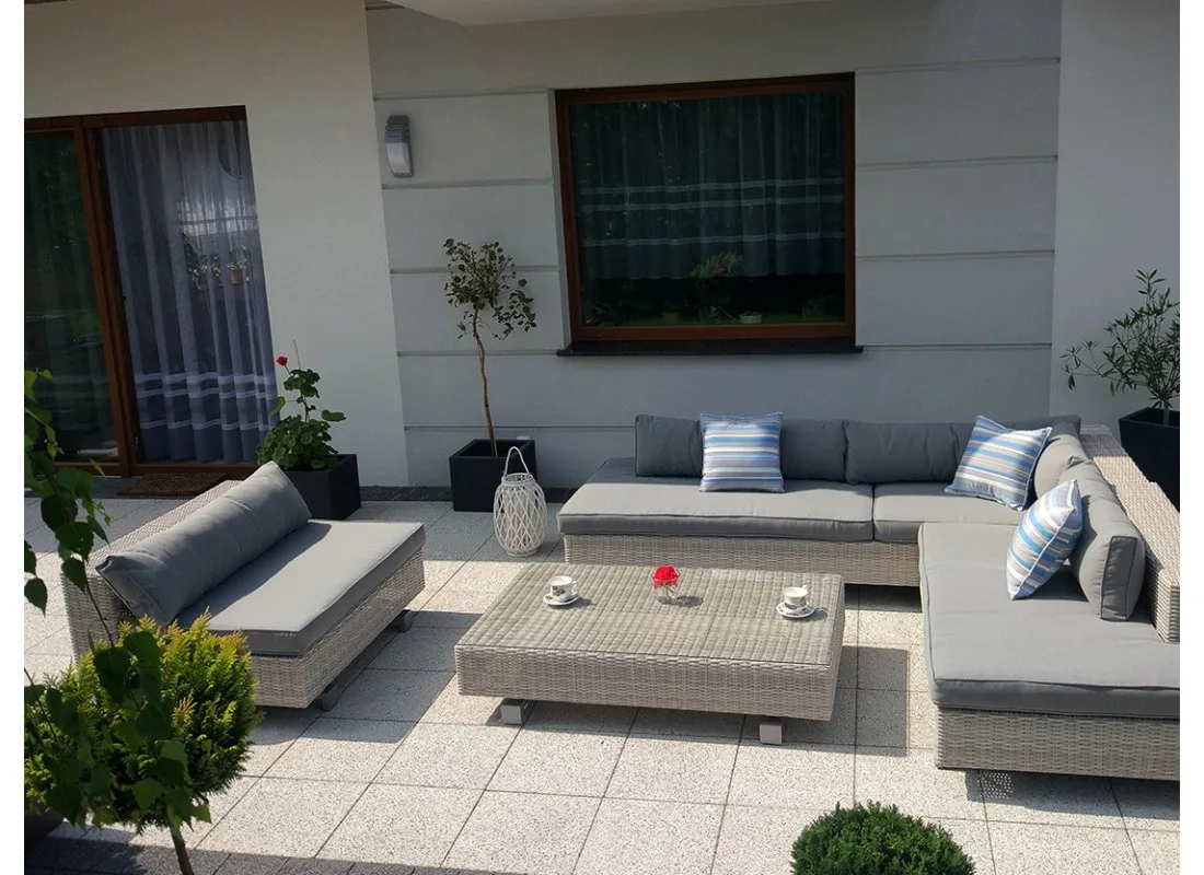 Meble ogrodowe SARDYNIA — technorattan na aluminiowych podstawach, ujęcie 3