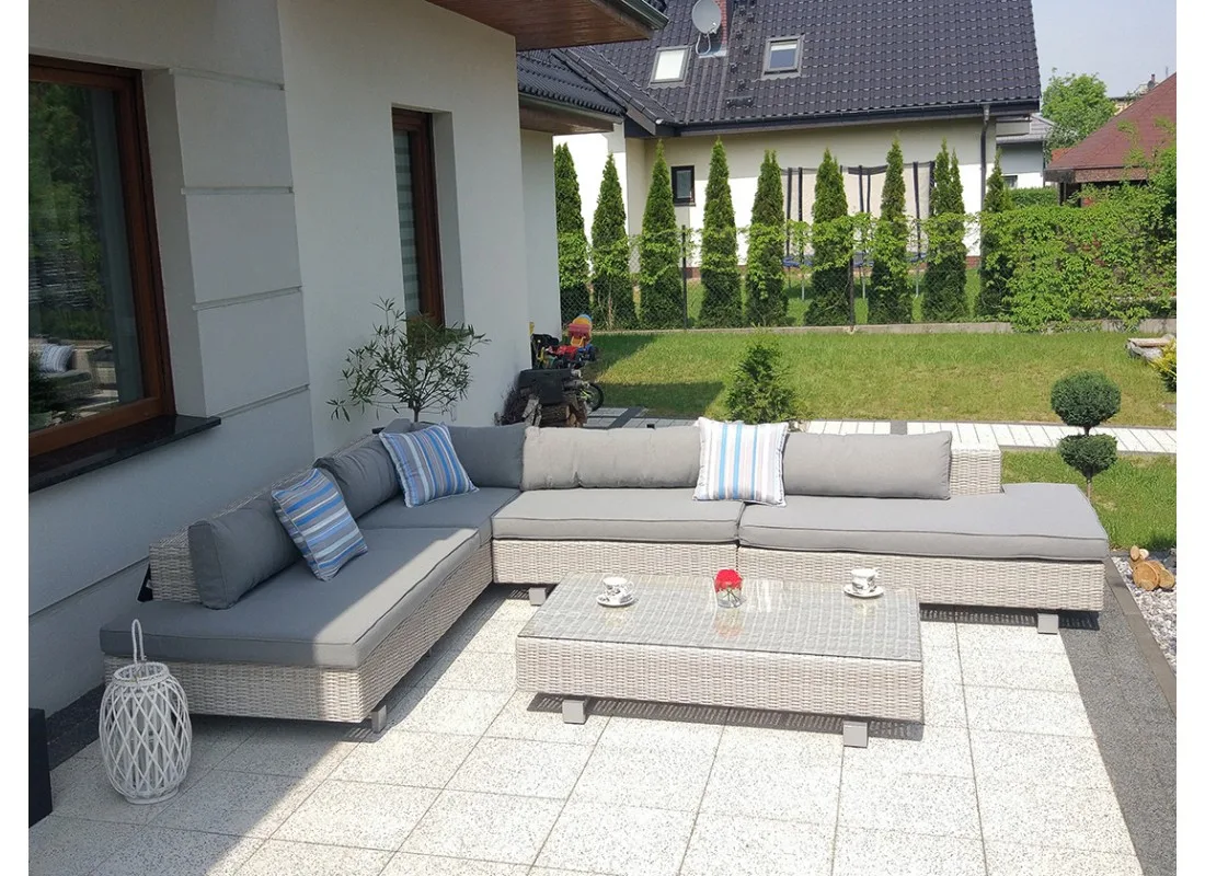 Meble ogrodowe SARDYNIA — technorattan na aluminiowych podstawach, ujęcie 4