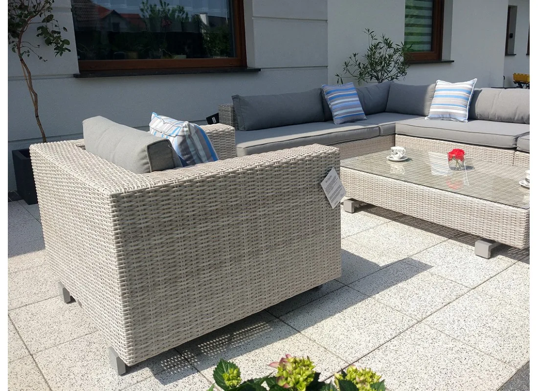 Meble ogrodowe SARDYNIA — technorattan na aluminiowych podstawach, ujęcie 5