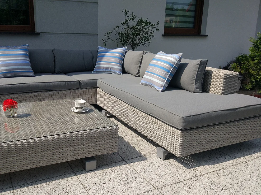 Narożnik SARDYNIA — układ narożny mebli ogrodowych, widok z góry