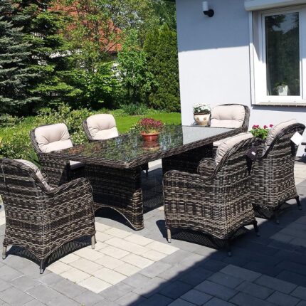 Stół tarasowy rattanowy kolor grafitowy CASTOR 6