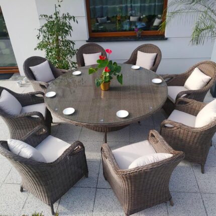 Duży Okrągły Stół Ogrodowy z technorattanu