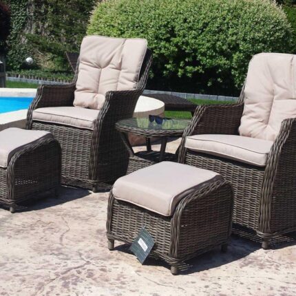 Fotele tarasowe z podnóżkami - Meble ogrodowe rattanowe