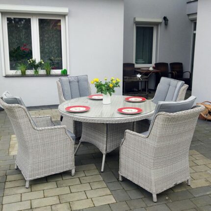 Mały stół okrągły do ogrodu - średnica 110cm - kolor szary