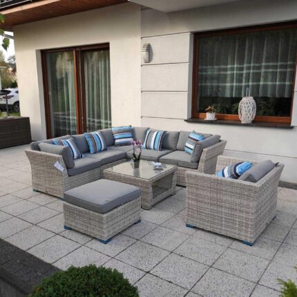 Narożnik rattanowy szary - meble ogrodowe KRETA marki Bel Giardino