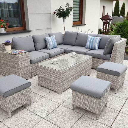 Narożnik tarasowy modułowy MILANO w kolorze jasno-szarym