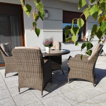 Stolik ogrodowy z technorattanu - Meble ogrodowe brązowe