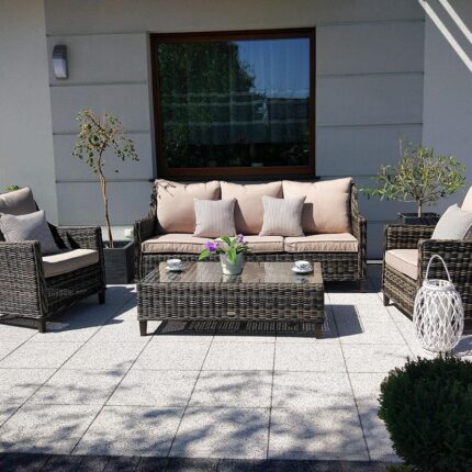 Zestaw wypoczynkowy na taras - Meble ogrodowe CAPRI w kolorze grafitowym