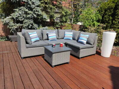 Meble Ogrodowe Narożnik mały balkonowy z technorattanu CROTONE kolor szary