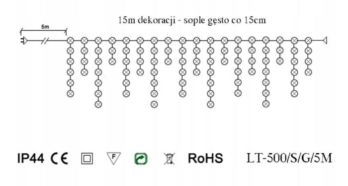 GĘSTE SOPLE LED ZEWNĘTRZNE BIAŁE FLASH 500 15M GNIAZDO I TIMER - obrazek 7