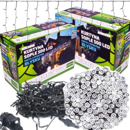 Białe Sople Zewnętrzne LED Gęste 1000, 30m, flash, timer