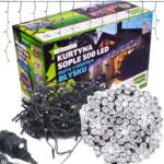 Gęste Sople LED Zewnętrzne białe zimne + Flash